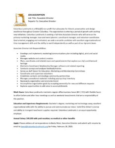 2020 Associate Director Job Description – Columbus Landmarks
